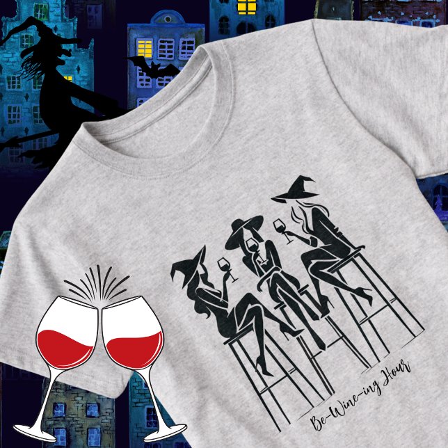 Modern, Elegant Witches Vin Natten, Halloween T Shirt (Skapare uppladdad)