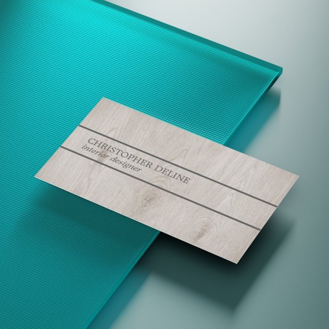 Modern Elegant Wooden Grått Linjer Insida Designer Visitkort (Skapare uppladdad)