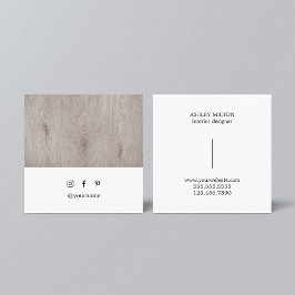Modern Elegant Wooden Insida Designer Fyrkantigt Visitkort
