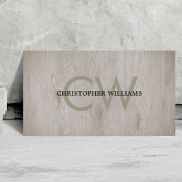 Modern Elegant Wooden Monogram Consultant Visitkort