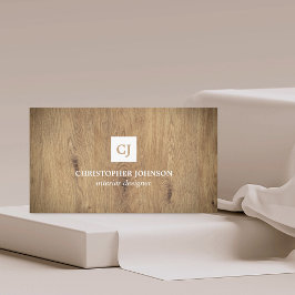 Modern Elegant Wooden Monogram Insida Designer Visitkort