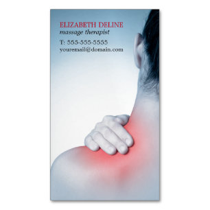 Modern eleganta massageterapeutkvinna baksida magnetiska visitkort