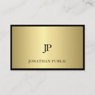 Modern elegantsvart för Monogram och guld- Visitkort
