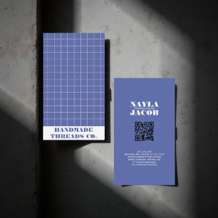 Modern elektrisk, blå, kontrollerad Mönster QR-kod Visitkort