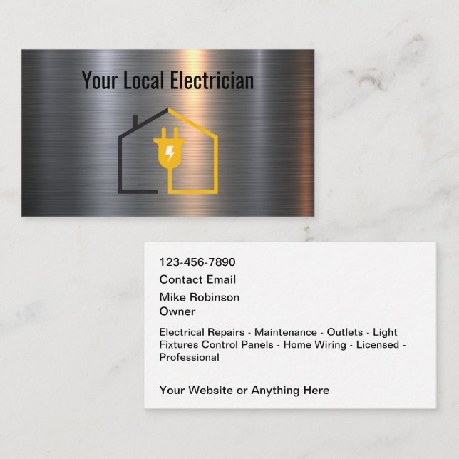 Modern Elektrisk Elinstallatör Service Visitkort (Fram/baksida)