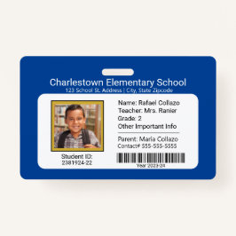 Modern Elementär School Student ID Badge blue