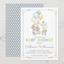 Modern Elephant Baby Shower Minimalist Jungle Boy