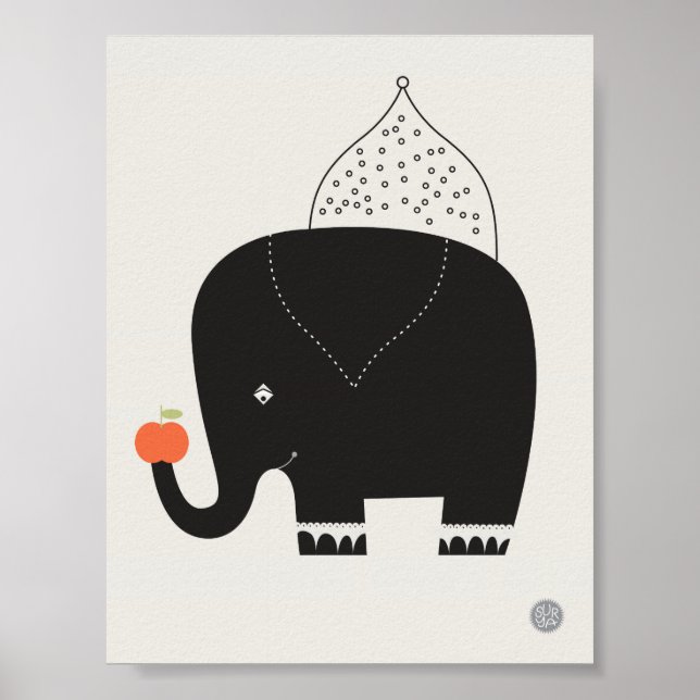 Modern Elephant Nursery Poster - 11 x 8,5 tum (Framsidan)