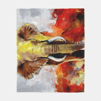 Modern Elephant Oljemålning Abstrakt Fleecefilt