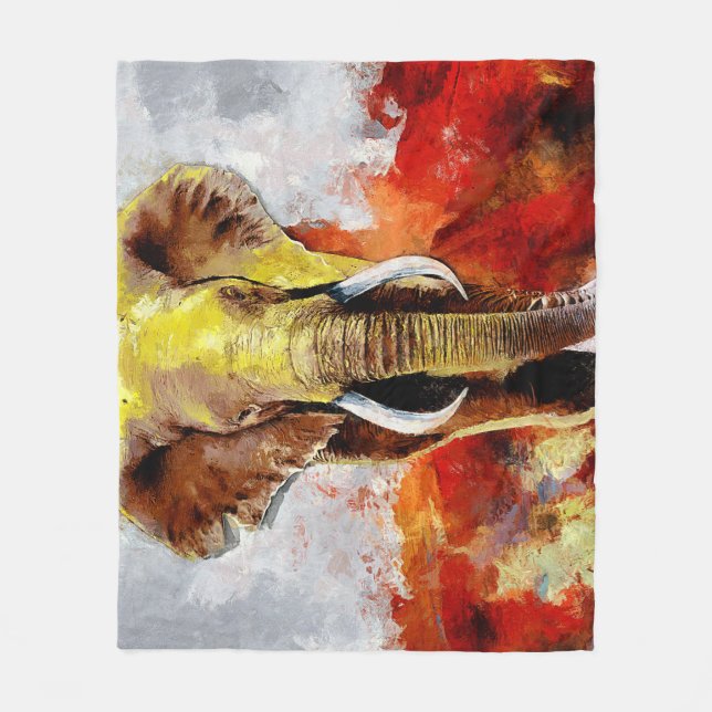 Modern Elephant Oljemålning Abstrakt Fleecefilt (Framsidan)