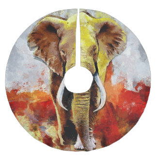 Modern Elephant Oljemålning Abstrakt Julgransmatta Borstad Polyester
