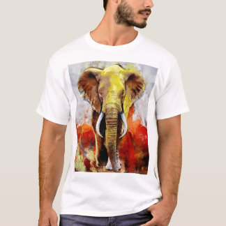 Modern Elephant Oljemålning Abstrakt T Shirt