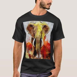 Modern Elephant Oljemålning Abstrakt T Shirt