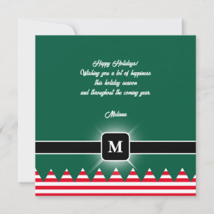 Modern Elf Tallrik Grön Jul Monogram Julkort