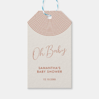 Modern elfenben Baby Shower Chic Script Presentetikett