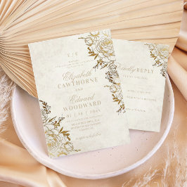 Modern Elfenben & Guld ⎮Rose Elegant Bröllop Inbjudningar