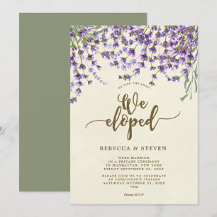 modern elfenbenlavendel eloped vi inbjudan