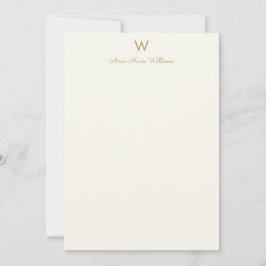 Modern Elfenbensguld Script Monogram Anteckningskort