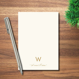Modern Elfenbensguld Script Monogram Post-it Block