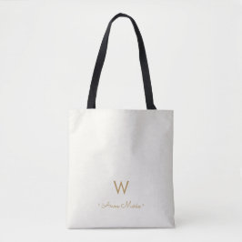 Modern Elfenbensguld Script Monogram Tygkasse