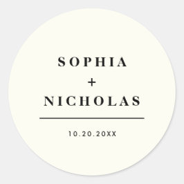 Modern Elfenbenskusten - minimalt Elegant bröllop Runt Klistermärke