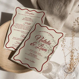 Modern elfenbenstorn i ett färgat Retro Bröllop Inbjudningar