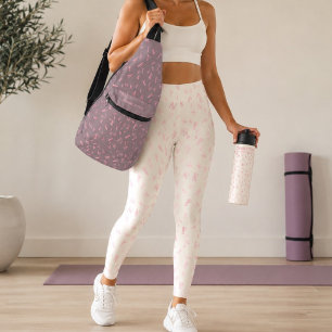 Modern Elfenbensvattensfärg Rosa Bokstavsmönster Leggings