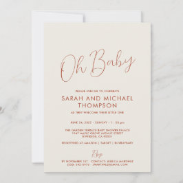 Modern elfenbensvit baby shower elegant skrift inbjudningar