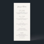 Modern Elfenbensvit Enkel Bröllop Meny<br><div class="desc">Elegant bröllopsmeny med en enkel och klassisk design med "Dinner Menu" i ett modernt handskrivet typsnitt.  En traditionell stil som passar bra för ett informellt eller formellt bröllop.</div>