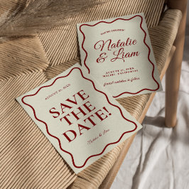 Modern elfenbensvit Funky i Bröllop Spara Datumet