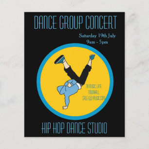 Modern eller hip hop-dansgruppprestanda flygblad