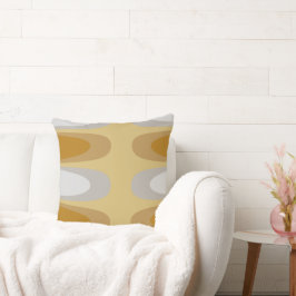 Modern Ellipse Guld och Grayish Silver Abstrakt Kudde