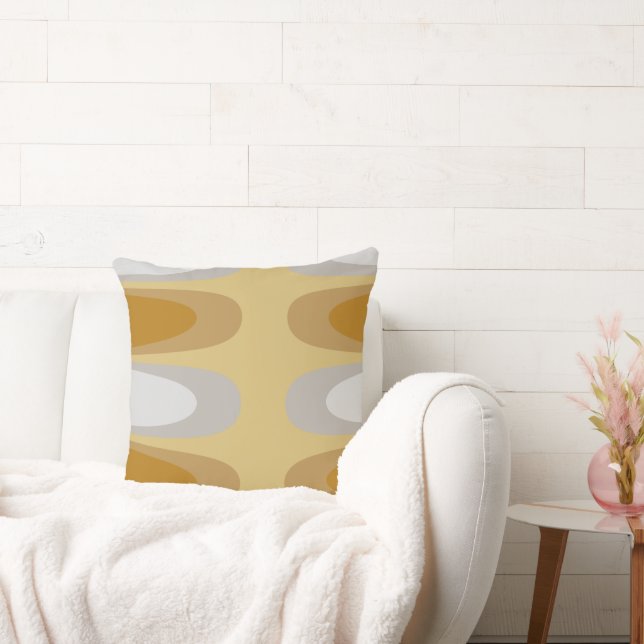 Modern Ellipse Guld och Grayish Silver Abstrakt Kudde (Soffa)