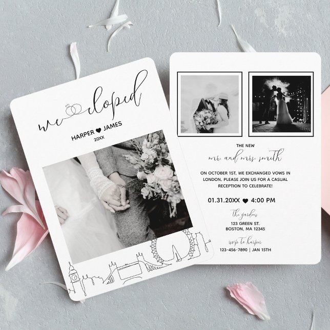 Modern Elopement Recept Inbjudan | London (Skapare uppladdad)