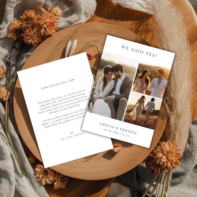 Modern Elopement Vi Sa Ja Rustik Bröllopsfoto Meddelande (Skapare uppladdad)