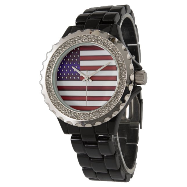 Modern Embossed American Flagga Armbandsur (Vinklad)