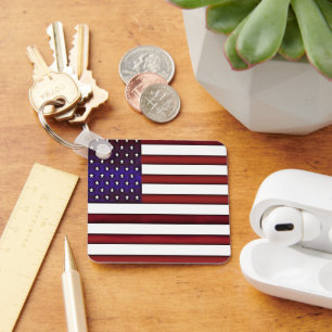 Modern Embossed American Flagga Nyckelring