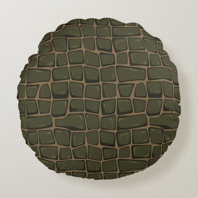 Modern Embossed Crokodile Skin Rund Kudde (Framsidan)