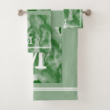 Modern Emerald and Sage Grönt Marble Monogrammed