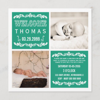 Modern Emerald Baby Sip & Se Party-fotokort Inbjudningar