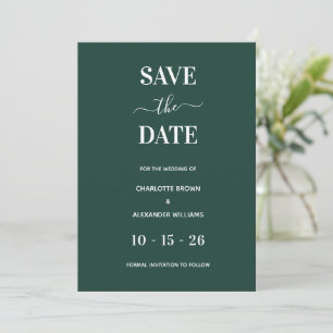 Modern Emerald Green Minimal Save Date Spara Datumet
