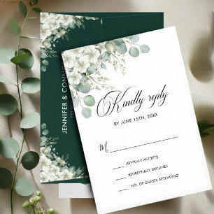 Modern Emerald Greenery Bröllop OSA Kort