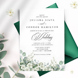 Modern Emerald Greenery Wedding bjudande Inbjudningar