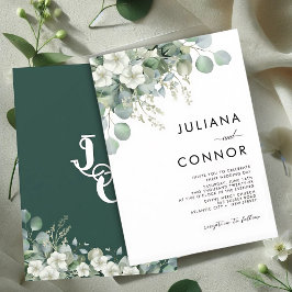 Modern Emerald Greenery Wedding bjudande Inbjudningar