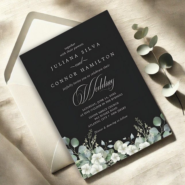 Modern Emerald Greenery Wedding bjudande Inbjudningar (Skapare uppladdad)