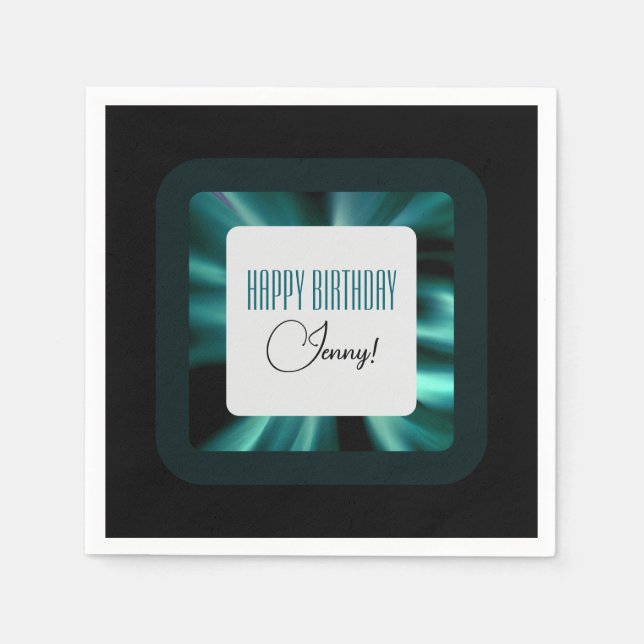 Modern Emerald Grönt Black and White Pappersservett (Framsidan)