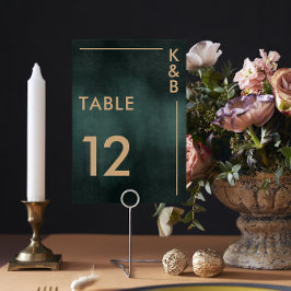 Modern Emerald Grönt Black Elegant bröllop Bordsnummer