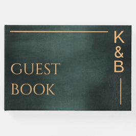 Modern Emerald Grönt Black Elegant bröllop Gästböcker