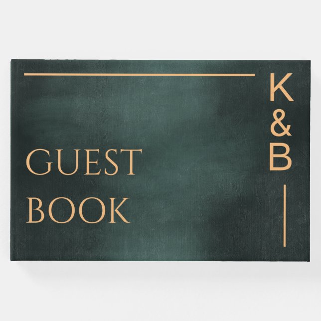 Modern Emerald Grönt Black Elegant bröllop Gästböcker (Framsida)