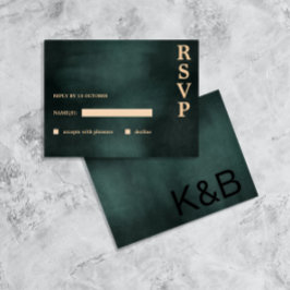 Modern Emerald Grönt Black Elegant bröllop OSA Helg Vykort